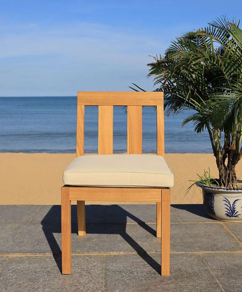Safavieh - Couture - Montford Teak Dining Chair - Natural - Beige  (Set of 2) - CPT1006A-SET2 veiw 2
