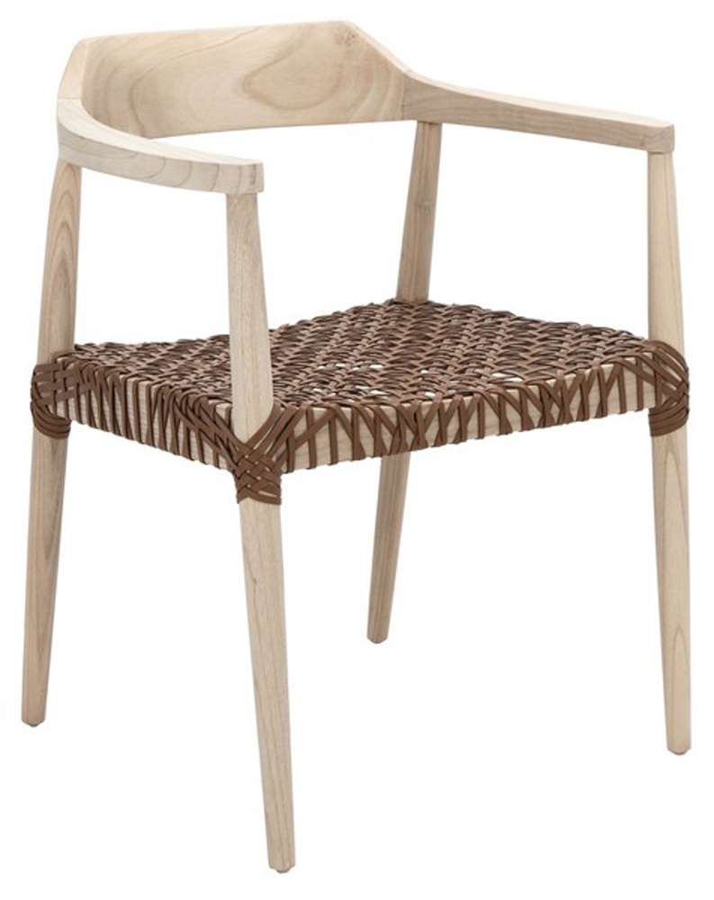 Safavieh - Munro Lther Woven Accent Chair - Natural - Light Honey - ACH1005E veiw 3