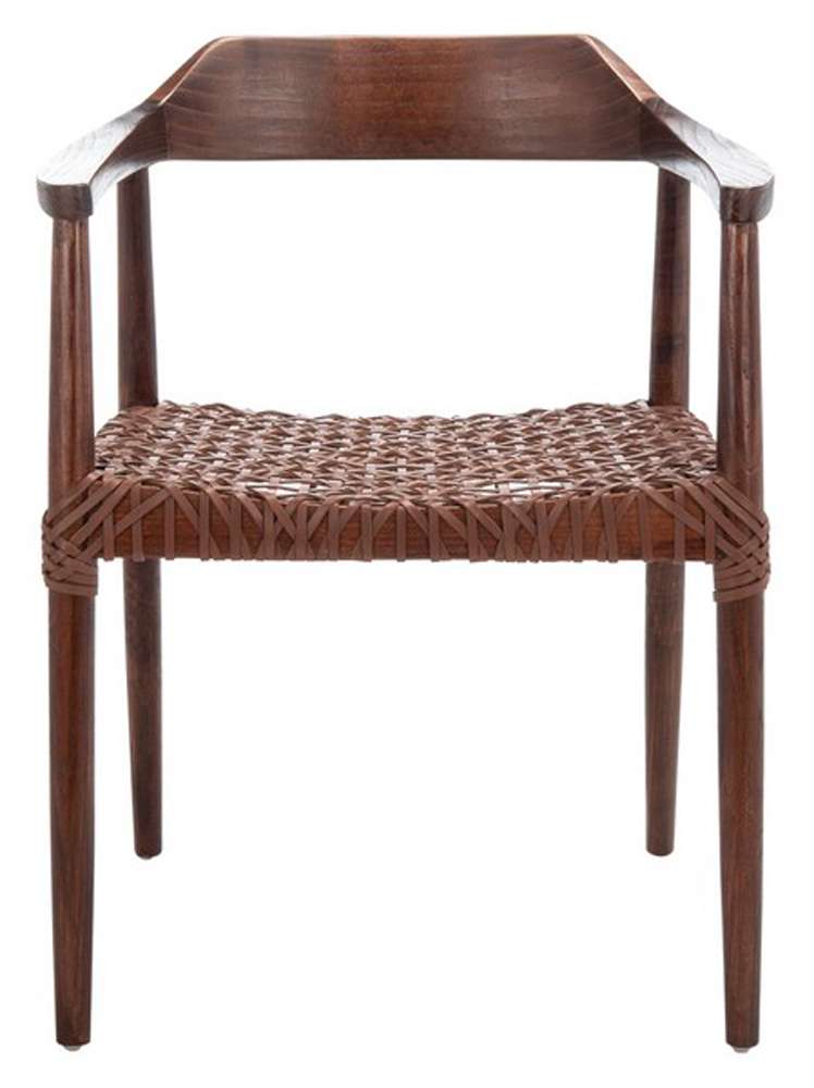 Safavieh - Munro Lther Woven Accent Chair - Walnut - Cognac - ACH1005C veiw 1