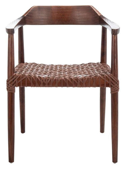 Safavieh - Munro Lther Woven Accent Chair - Walnut - Cognac - ACH1005C veiw 1