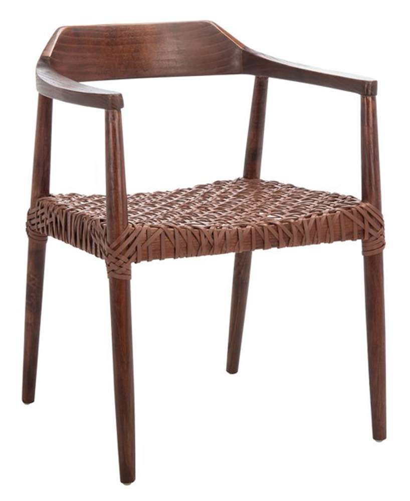 Safavieh - Munro Lther Woven Accent Chair - Walnut - Cognac - ACH1005C veiw 3