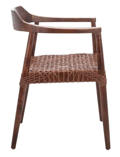 Safavieh - Munro Lther Woven Accent Chair - Walnut - Cognac - ACH1005C veiw 4