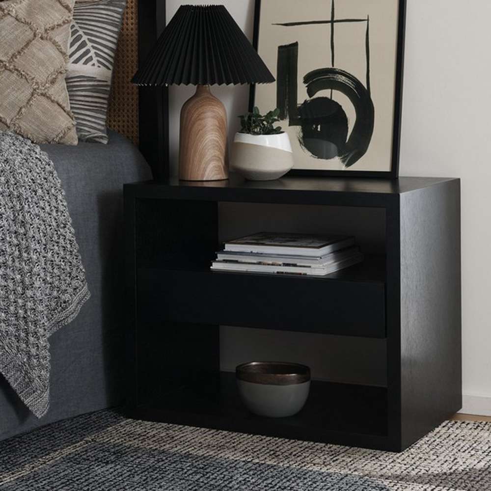 Safavieh - Munson 2 Shlf 1 Drw Nightstand - Black - NST6603C veiw 3