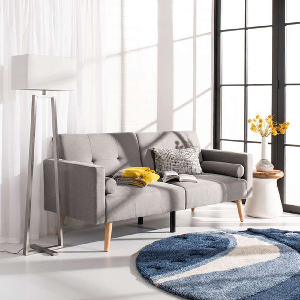 Safavieh - Murray Foldable Futon Sofa Bed with Pillow - Dark Grey - Natural - LVS2004A veiw 2
