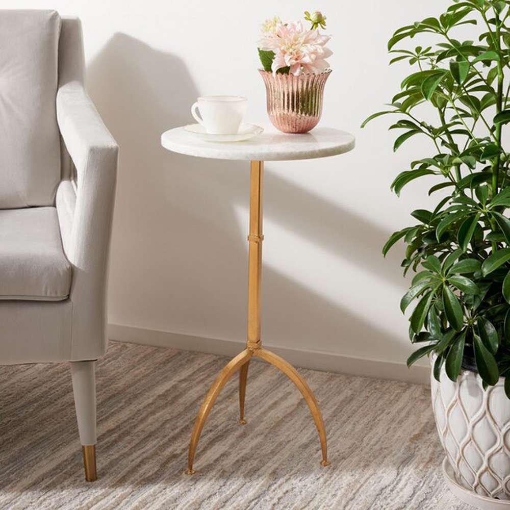 Safavieh - Myrna Accent Table - Gold - White - FOX2516A veiw 3