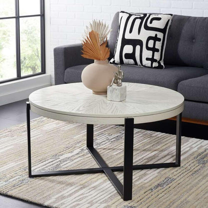 Safavieh - Navya Round Coffee Table - White Washed - Black - COF6207C veiw 2