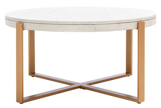 Safavieh - Navya Round Coffee Table - White Washed - Gold - COF6207A veiw 1