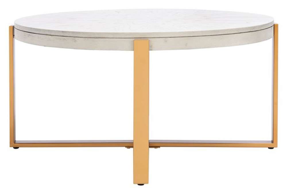 Safavieh - Navya Round Coffee Table - White Washed - Gold - COF6207A veiw 3