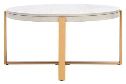 Safavieh - Navya Round Coffee Table - White Washed - Gold - COF6207A veiw 3