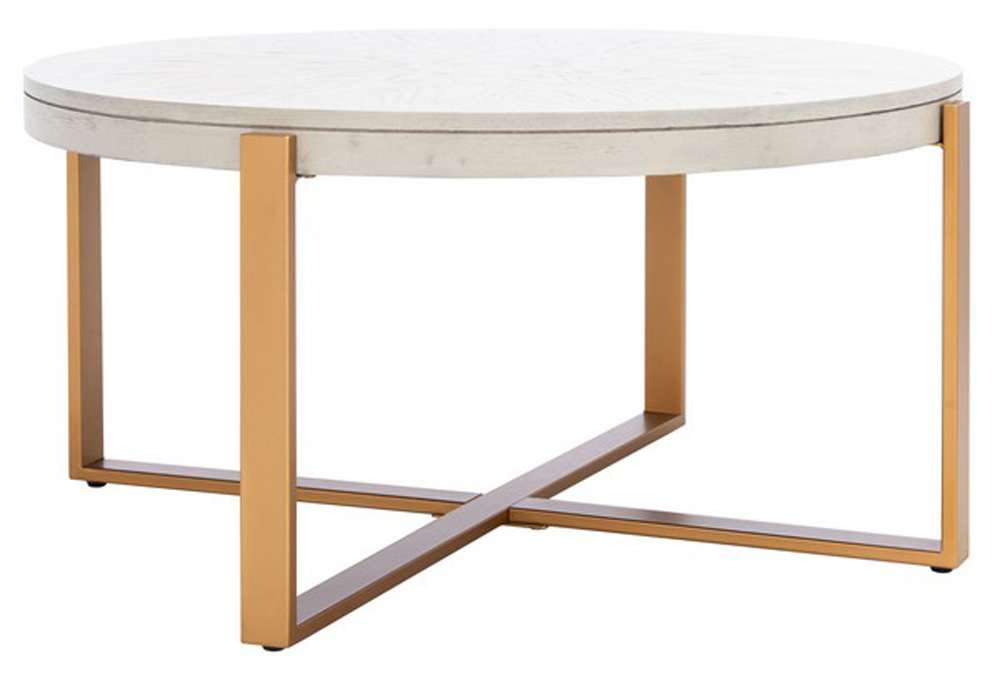 Safavieh - Navya Round Coffee Table - White Washed - Gold - COF6207A veiw 4