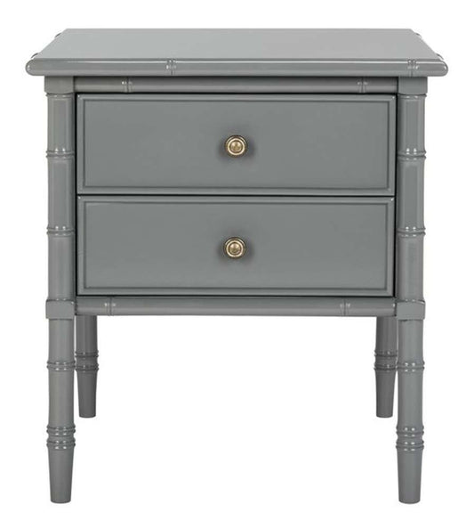 Safavieh - Niah 2 Drawer Nightstand - Grey - Gold - NST3501C veiw 1