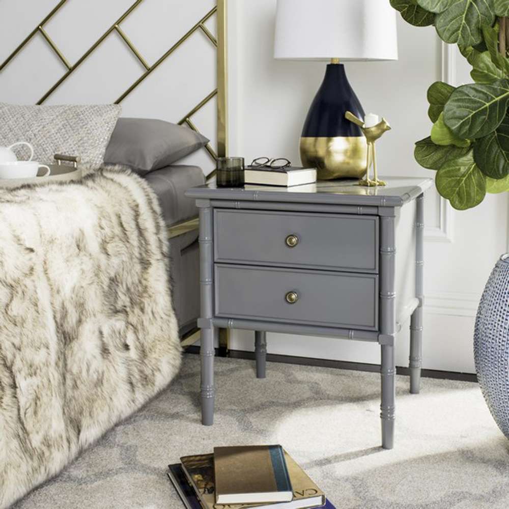 Safavieh - Niah 2 Drawer Nightstand - Grey - Gold - NST3501C veiw 3