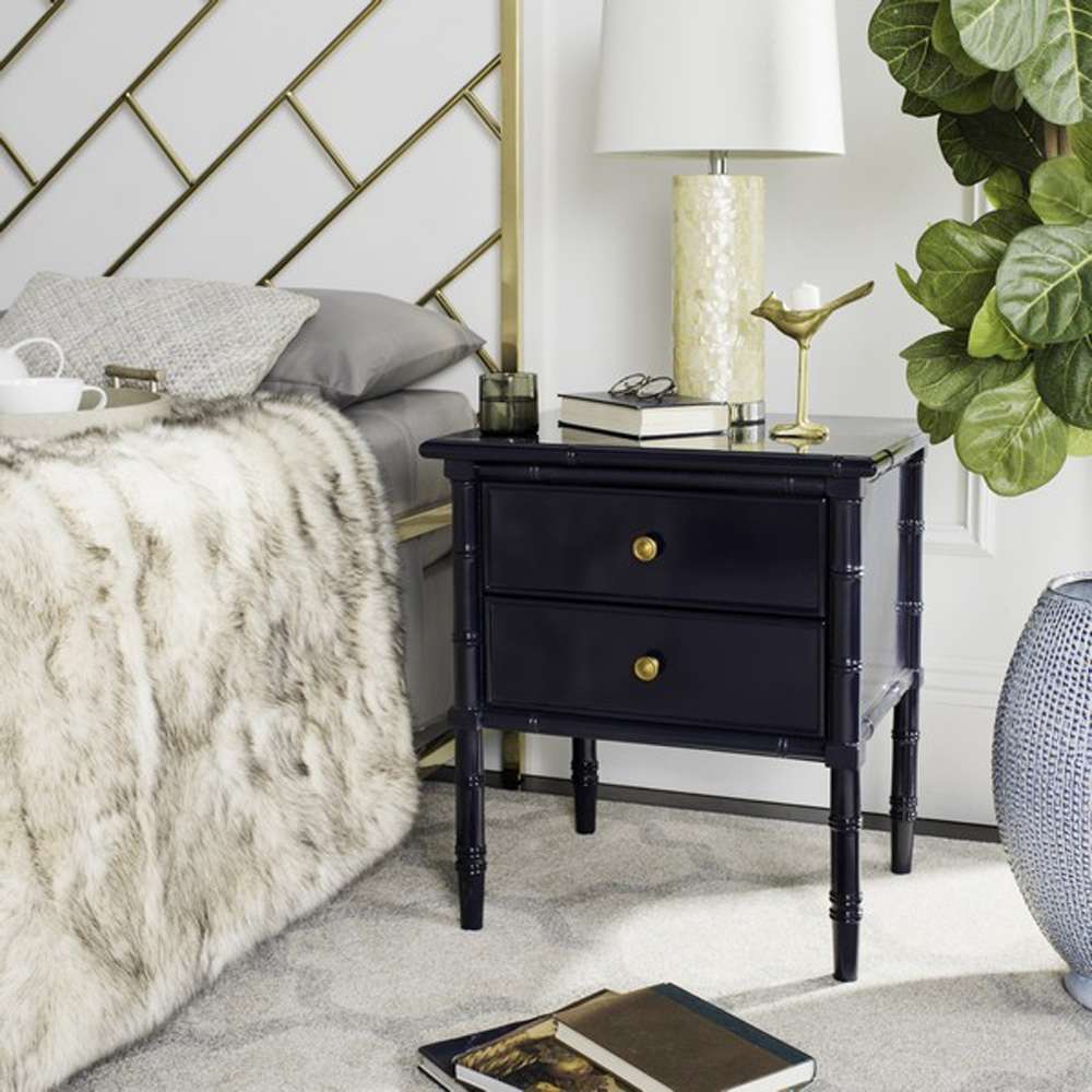Safavieh - Niah 2 Drawer Nightstand - Navy - Gold - NST3501A veiw 3