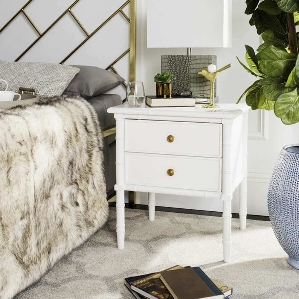 Safavieh - Niah 2 Drawer Nightstand - White - Gold - NST3501B view 3