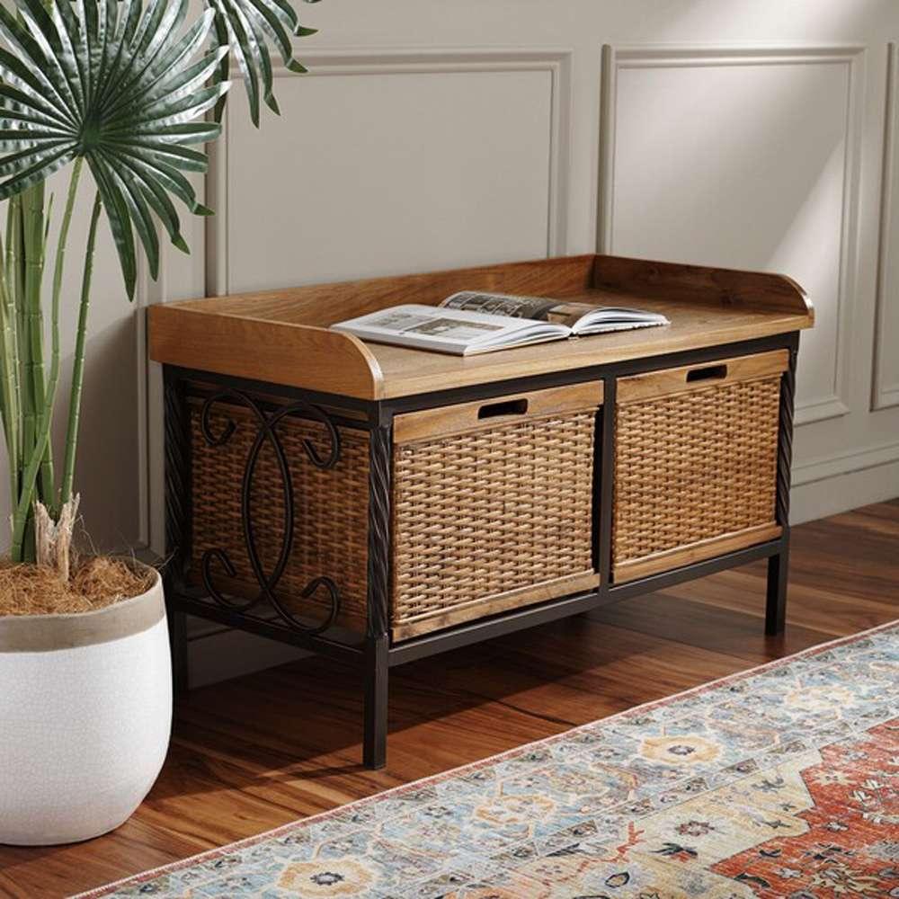 Safavieh - Noah Storage Bench - Oak - AMH6528C veiw 3