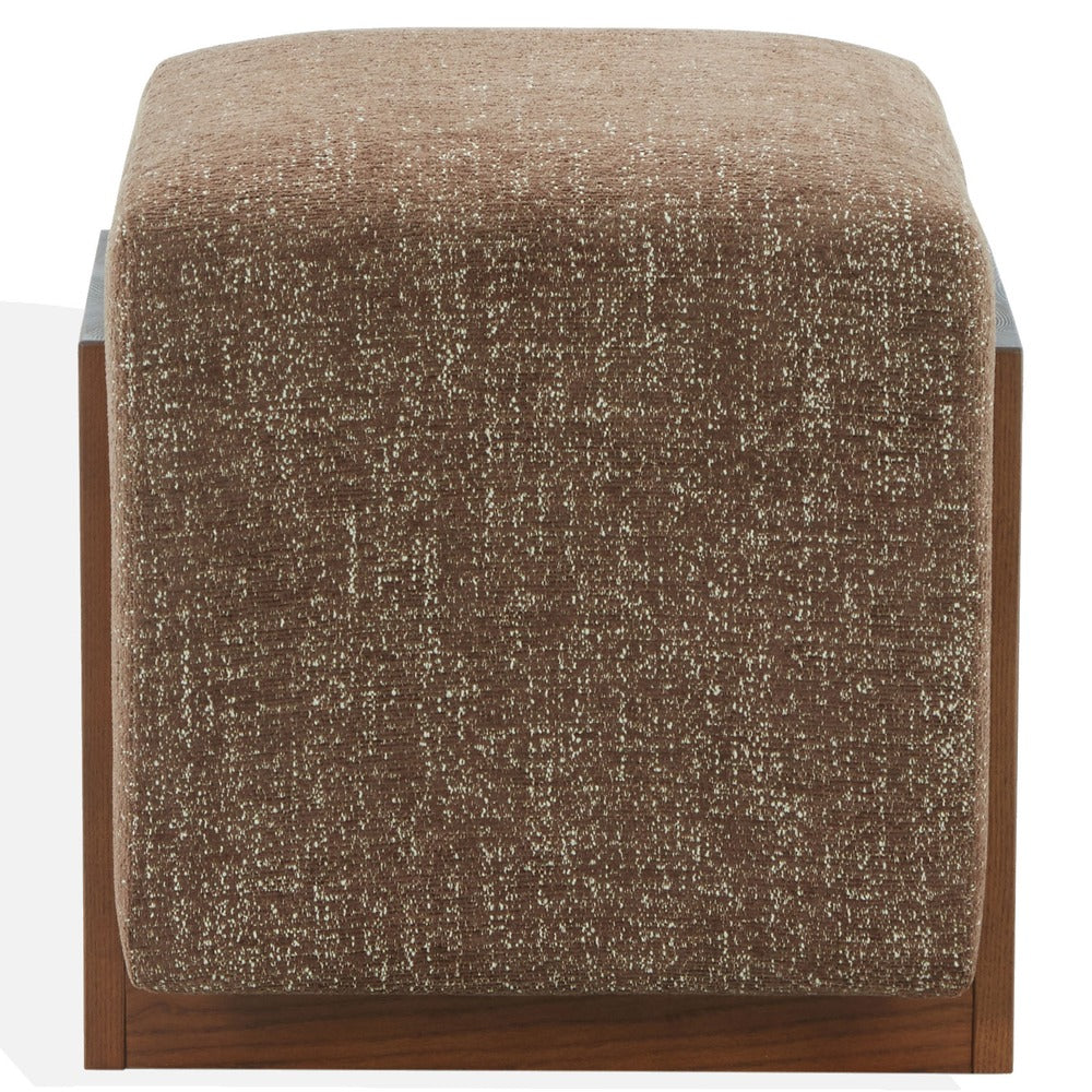 Safavieh - Norabeth Chenille And Wood Ottoman / Dark Brown / Walnut - SFV4885B view 1