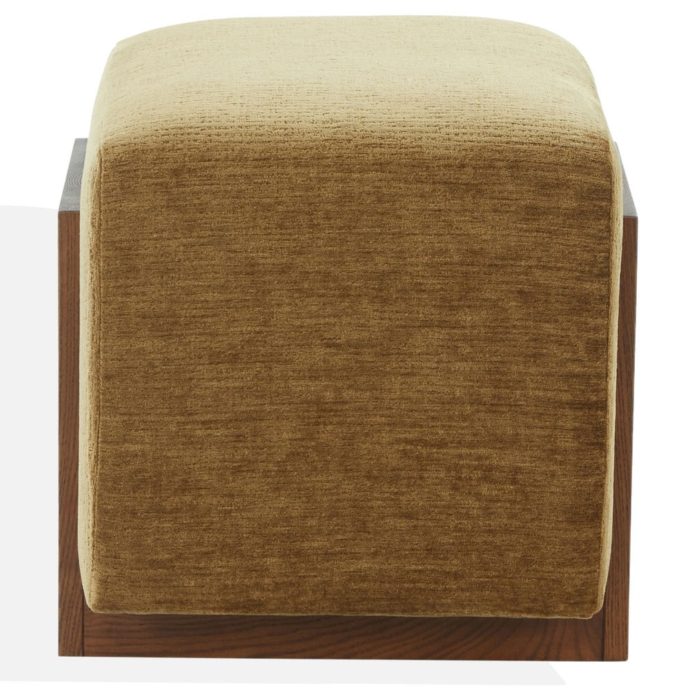 Safavieh - Norabeth Chenille And Wood Ottoman / Gold / Walnut - SFV4885C view 1