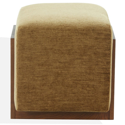 Safavieh - Norabeth Chenille And Wood Ottoman / Gold / Walnut - SFV4885C view 1