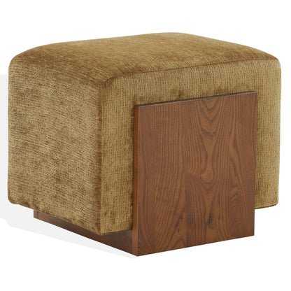 Safavieh - Norabeth Chenille And Wood Ottoman / Gold / Walnut - SFV4885C view 3