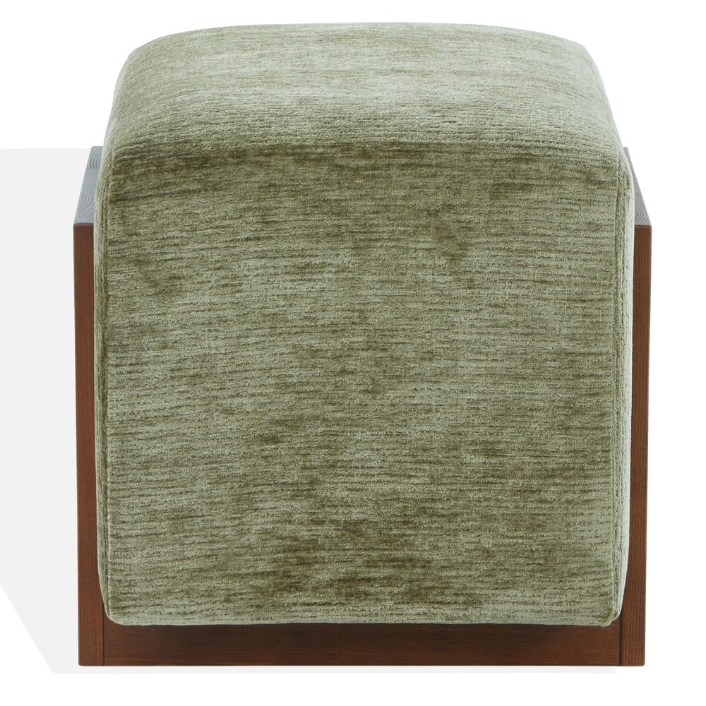 Safavieh - Norabeth Chenille And Wood Ottoman / Green / Walnut - SFV4885D view 1