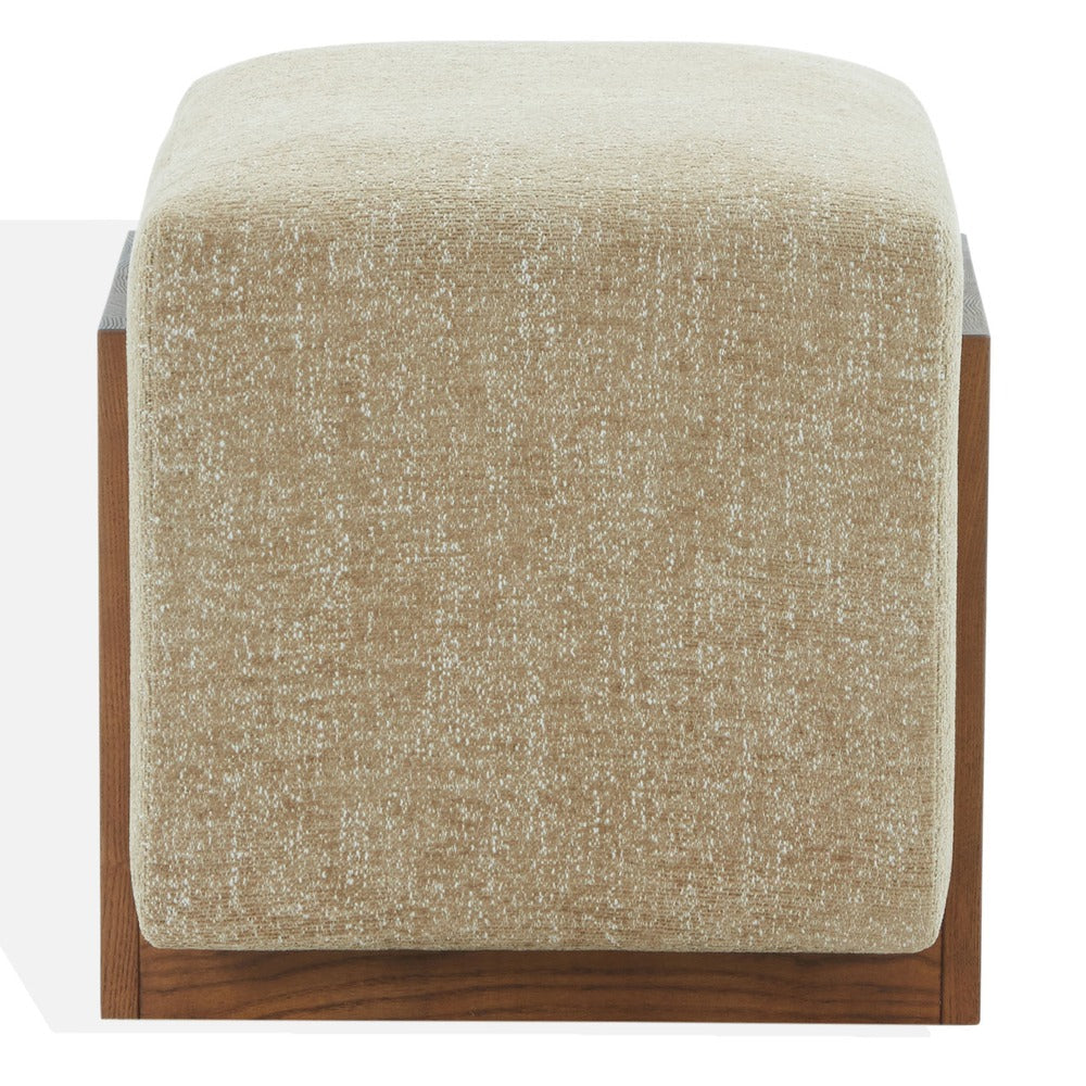 Safavieh - Norabeth Chenille And Wood Ottoman / Light Brown / Walnut - SFV4885A view 1