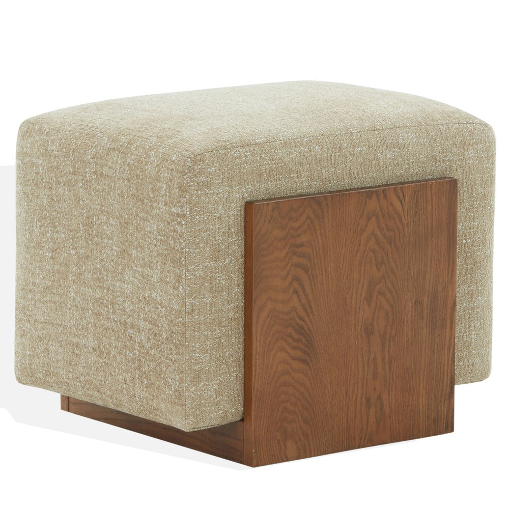 Safavieh - Norabeth Chenille And Wood Ottoman / Light Brown / Walnut - SFV4885A view 3