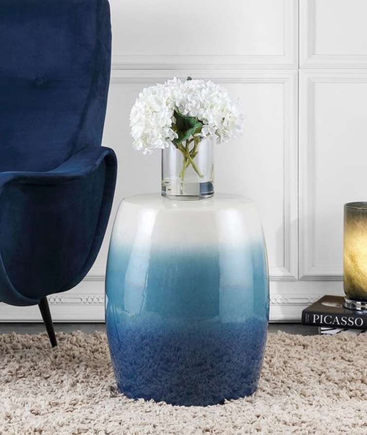 Safavieh - Norel Garden Stool - Blue - White - ACS4585A veiw 1