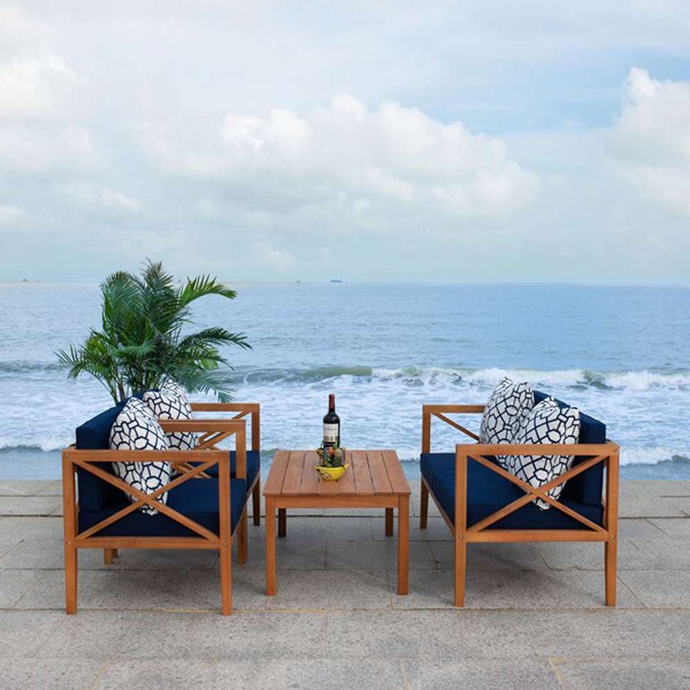 Safavieh - Nunzio 4 Piece Set - Natural - Nvy + Trellis P - PAT7031K veiw 2