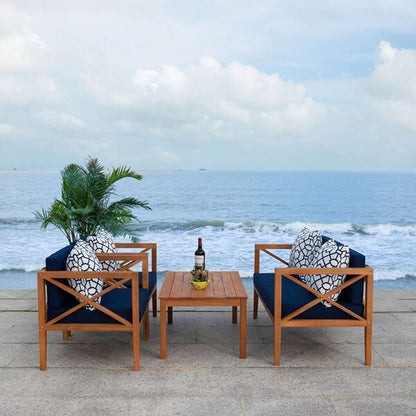 Safavieh - Nunzio 4 Piece Set - Natural - Nvy + Trellis P - PAT7031K veiw 2