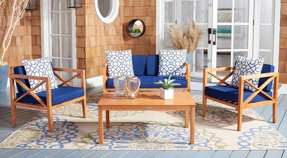 Safavieh - Nunzio 4 Piece Set - Natural - Nvy + Trellis P - PAT7031K veiw 3