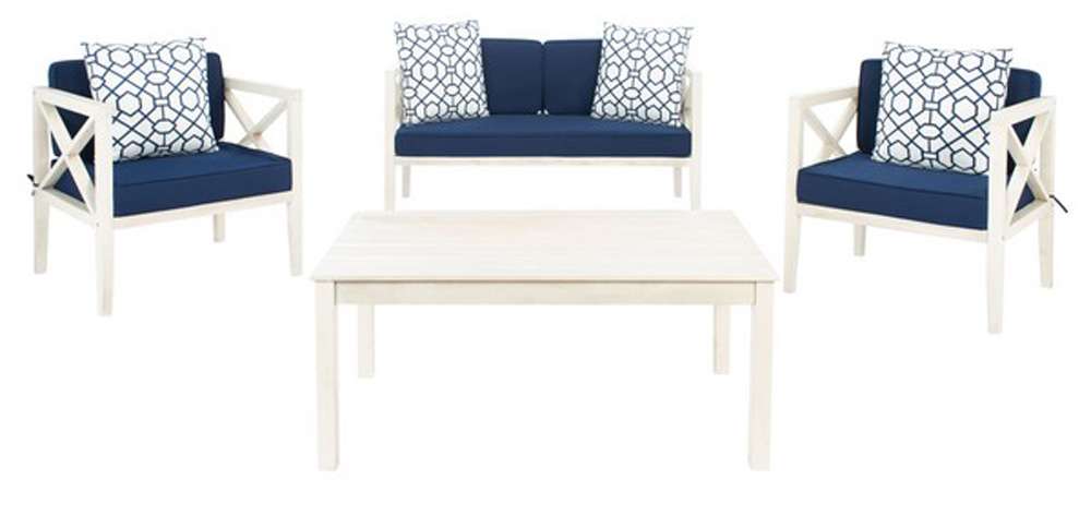 Safavieh - Nunzio 4 Piece Set - White - Nvy + Trellis P - PAT7031J veiw 1