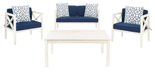 Safavieh - Nunzio 4 Piece Set - White - Nvy + Trellis P - PAT7031J veiw 1