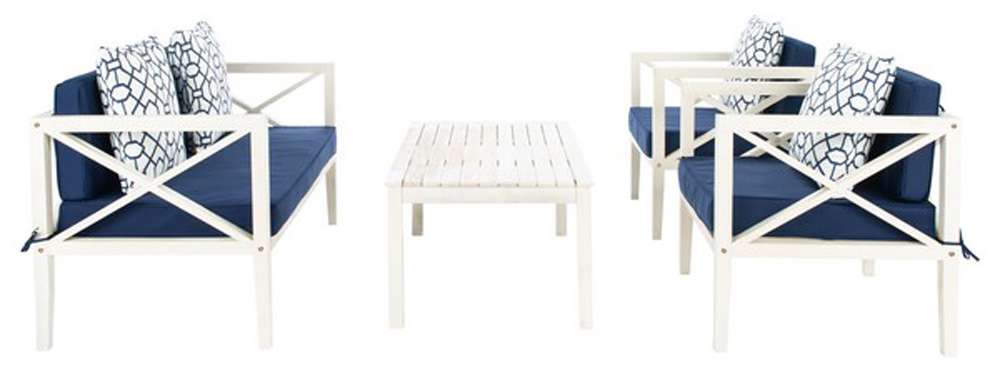 Safavieh - Nunzio 4 Piece Set - White - Nvy + Trellis P - PAT7031J veiw 3