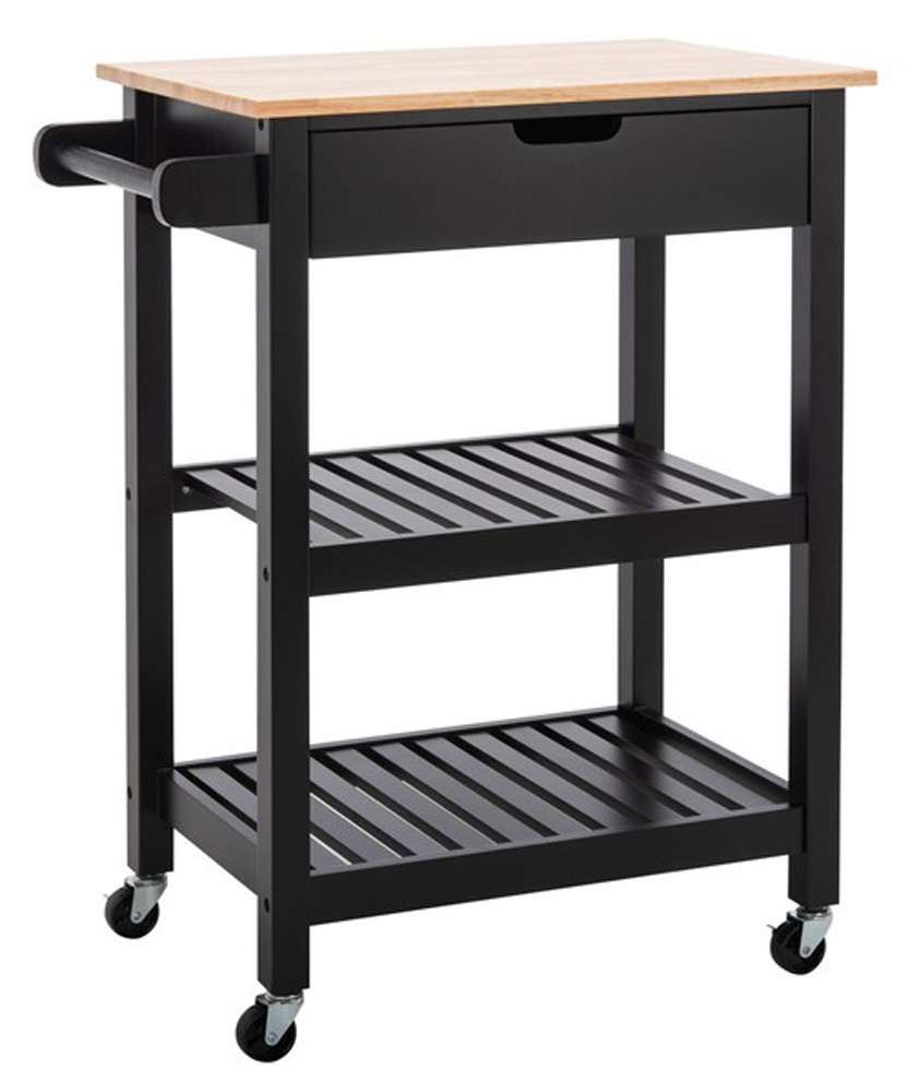 Safavieh - ONeill 1 Drawer 2 Shelf Cart - Black - Natural - KCH8700A veiw 1