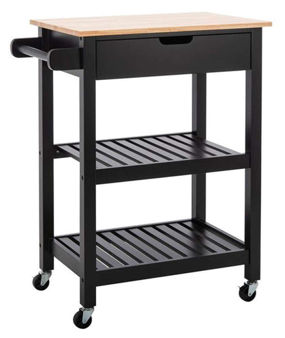 Safavieh - ONeill 1 Drawer 2 Shelf Cart - Black - Natural - KCH8700A veiw 1