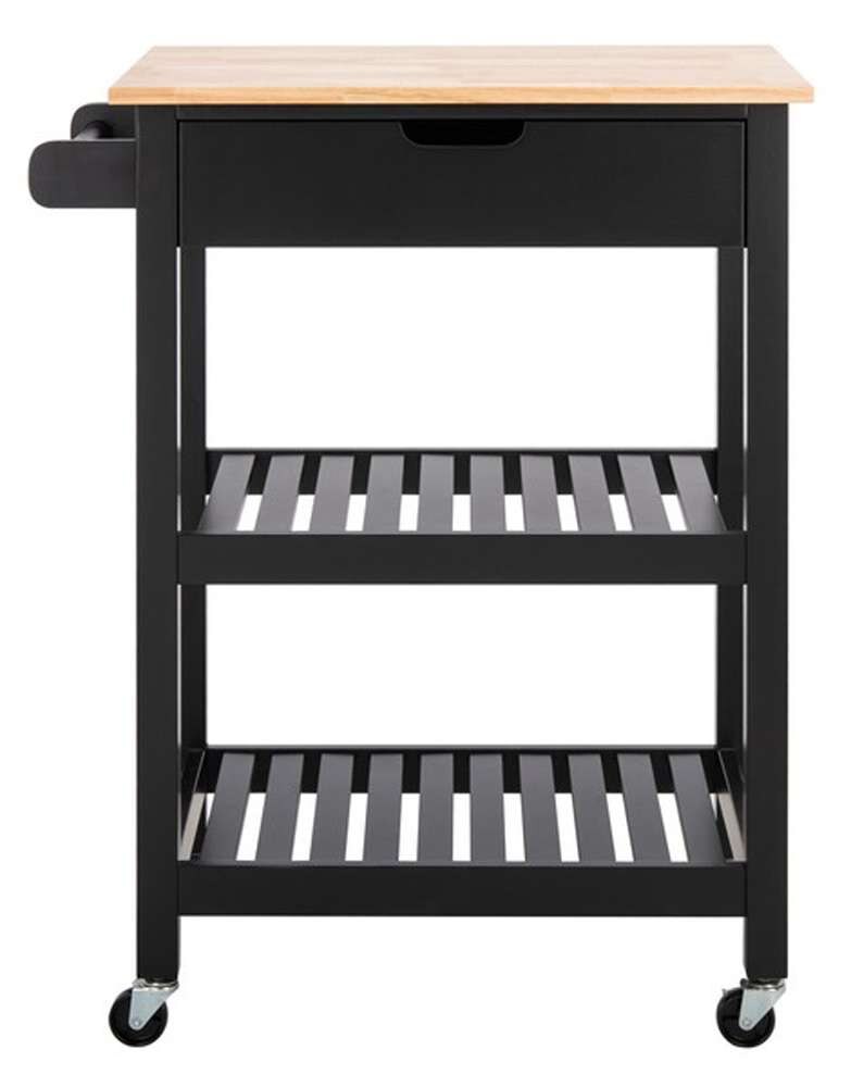 Safavieh - ONeill 1 Drawer 2 Shelf Cart - Black - Natural - KCH8700A veiw 3
