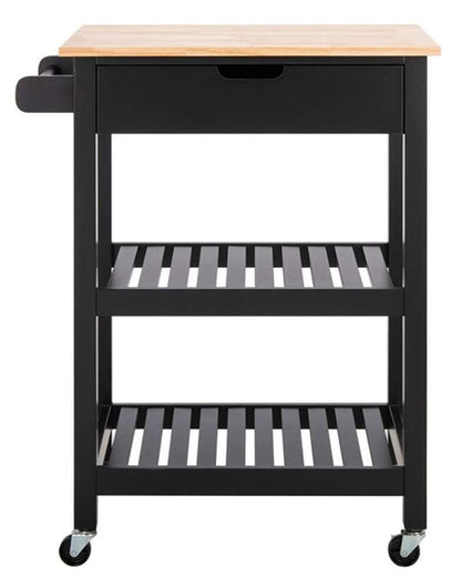 Safavieh - ONeill 1 Drawer 2 Shelf Cart - Black - Natural - KCH8700A veiw 3