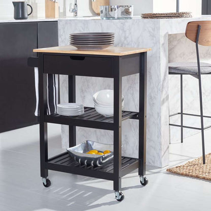 Safavieh - ONeill 1 Drawer 2 Shelf Cart - Black - Natural - KCH8700A veiw 4