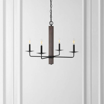 Safavieh - Oakly 4Lt 28 Inch Chandelier - Black - Walnut - CHA4059A veiw 1