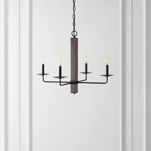Safavieh - Oakly 4Lt 28 Inch Chandelier - Black - Walnut - CHA4059A veiw 1