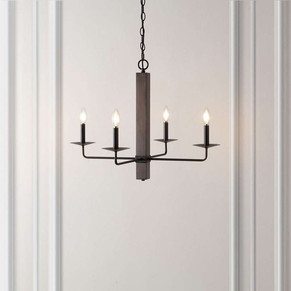 Safavieh - Oakly 4Lt 28 Inch Chandelier - Black - Walnut - CHA4059A veiw 2