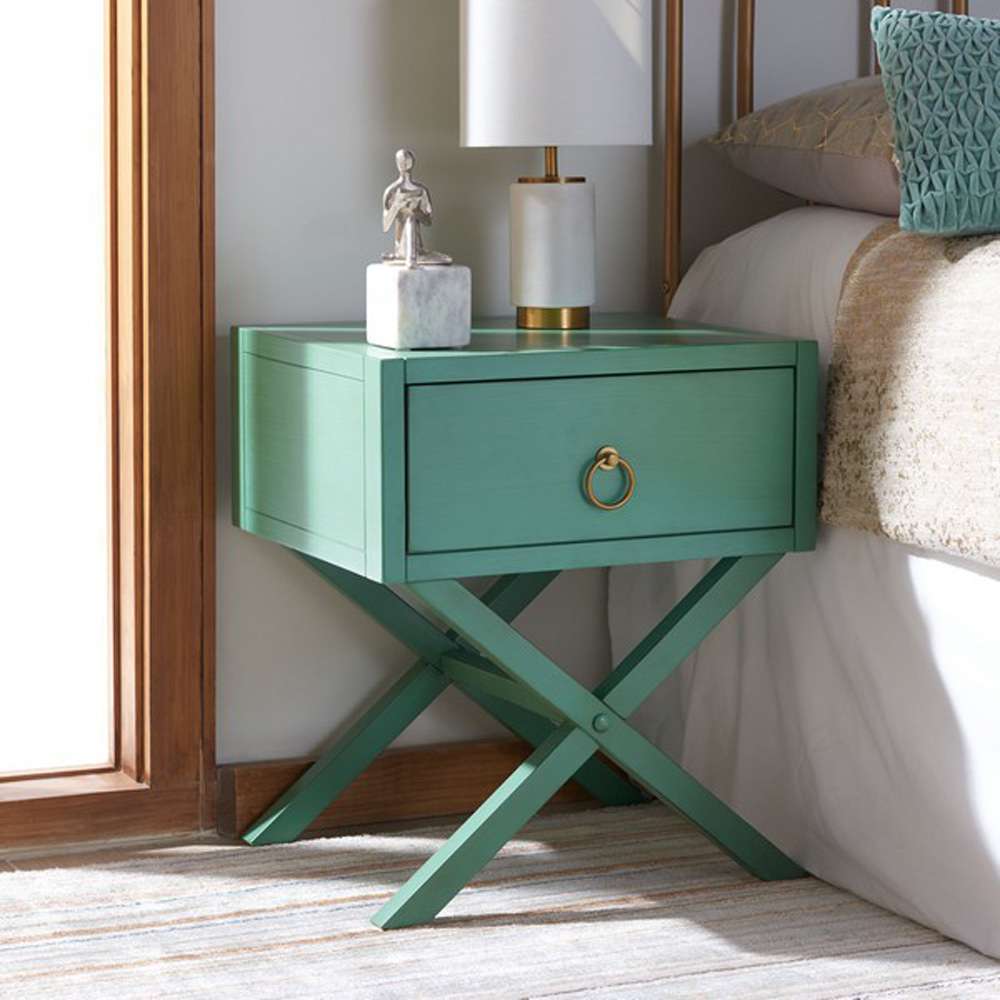 Safavieh - Odilia 1 Drawer Nightstand - Turquoise - NST9200C veiw 2