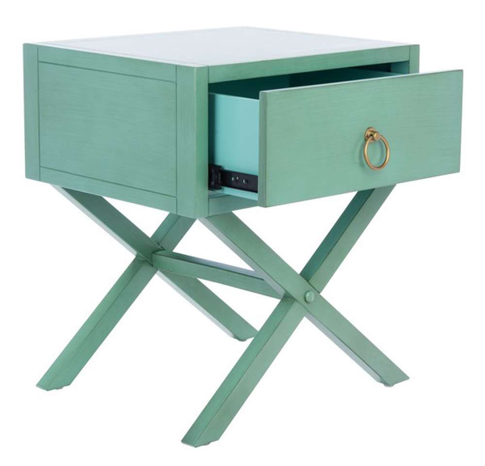 Safavieh - Odilia 1 Drawer Nightstand - Turquoise - NST9200C veiw 3