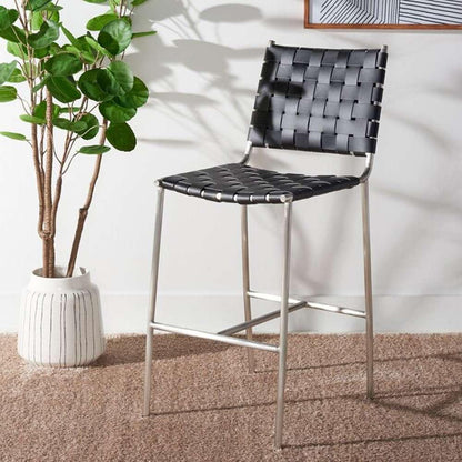 Safavieh - Olenna Woven Counter Stool - Black - Silver - BST3011E veiw 2