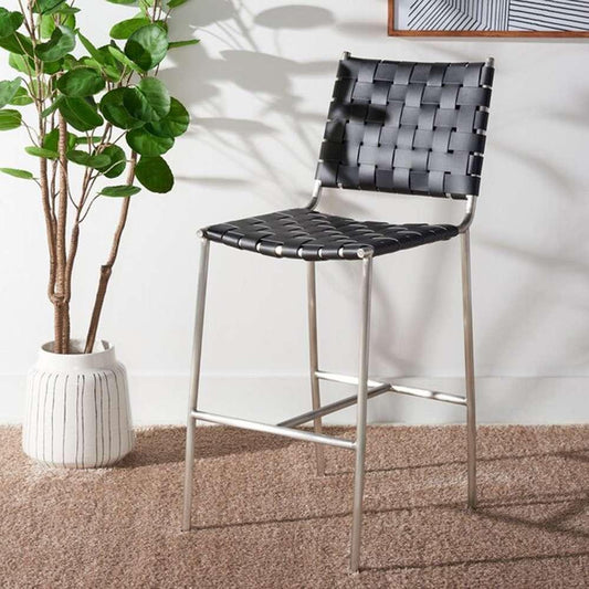 Safavieh - Olenna Woven Counter Stool - Black - Silver - BST3011E veiw 2