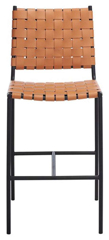 Safavieh - Olenna Woven Counter Stool - Cognac - Black - BST3011B veiw 1