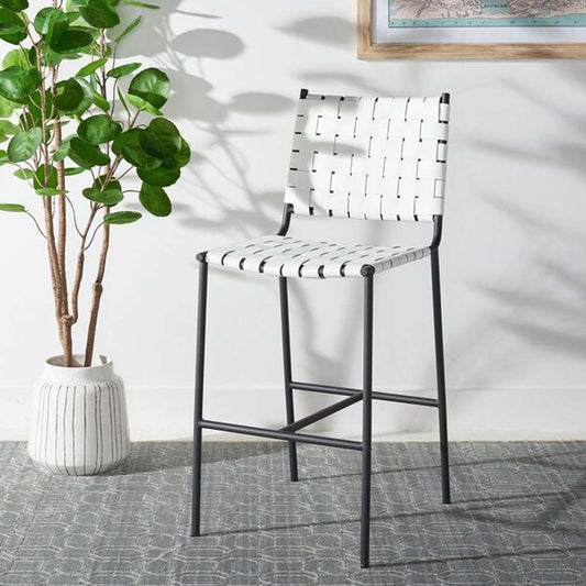 Safavieh - Olenna Woven Counter Stool - White - Black - BST3011D veiw 2