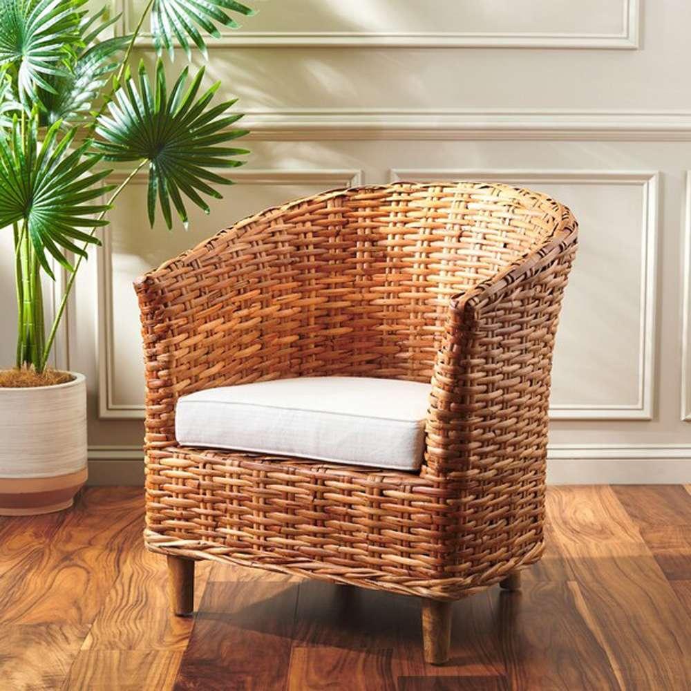 Safavieh - Omni Barrel Chair - White - Honey - FOX6501A veiw 2