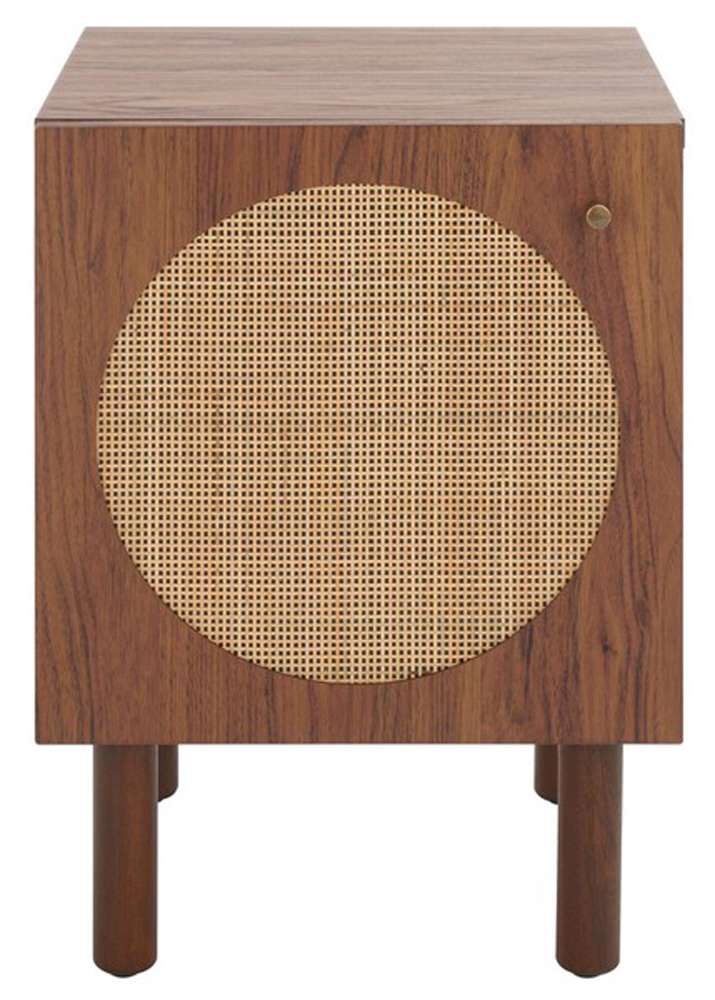 Safavieh - Ophelia 1 Door Night Stand - Walnut - Natural - NST9603A veiw 1