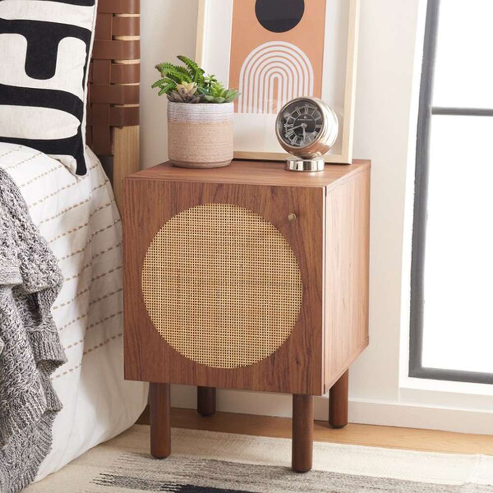Safavieh - Ophelia 1 Door Night Stand - Walnut - Natural - NST9603A veiw 3